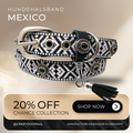 CrazyDogPaul Premium Hundehalsband MEXIKO – Echtes Leder mit edel gewebten Muster