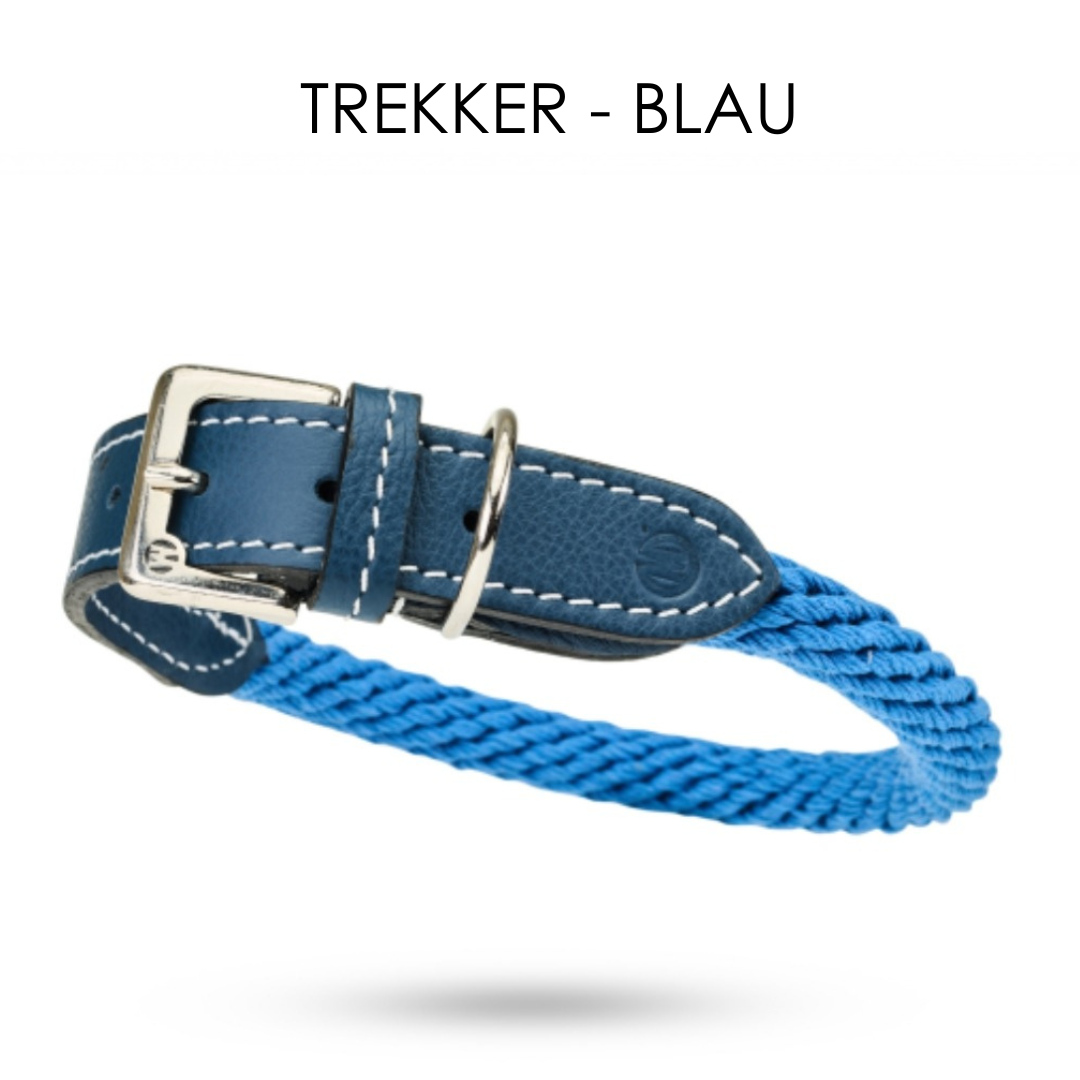 Malucchi Luxus Hundehalsband TREKKER aus Leder & Tau