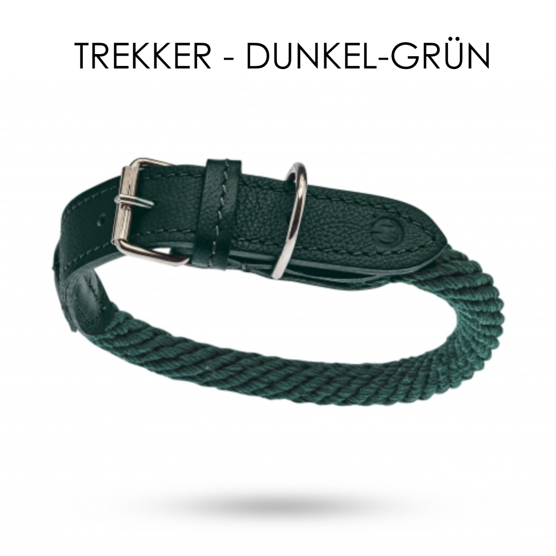 Malucchi Luxus Hundehalsband TREKKER aus Leder & Tau