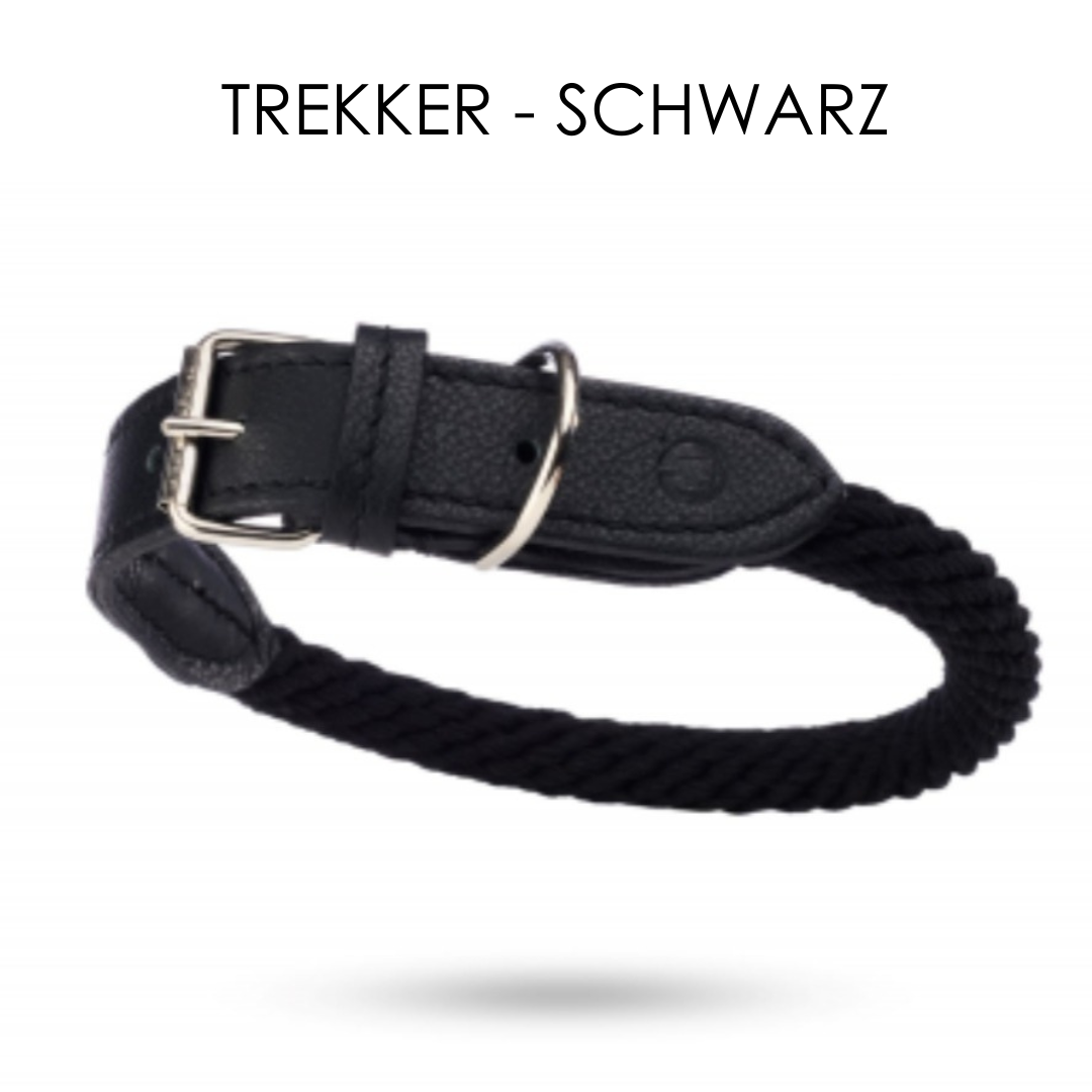 Malucchi Luxus Hundehalsband TREKKER aus Leder & Tau