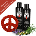 Langhaar-Fellpflege Set: 2x Shampoo + Gratis Zahnputz-Spielzeug