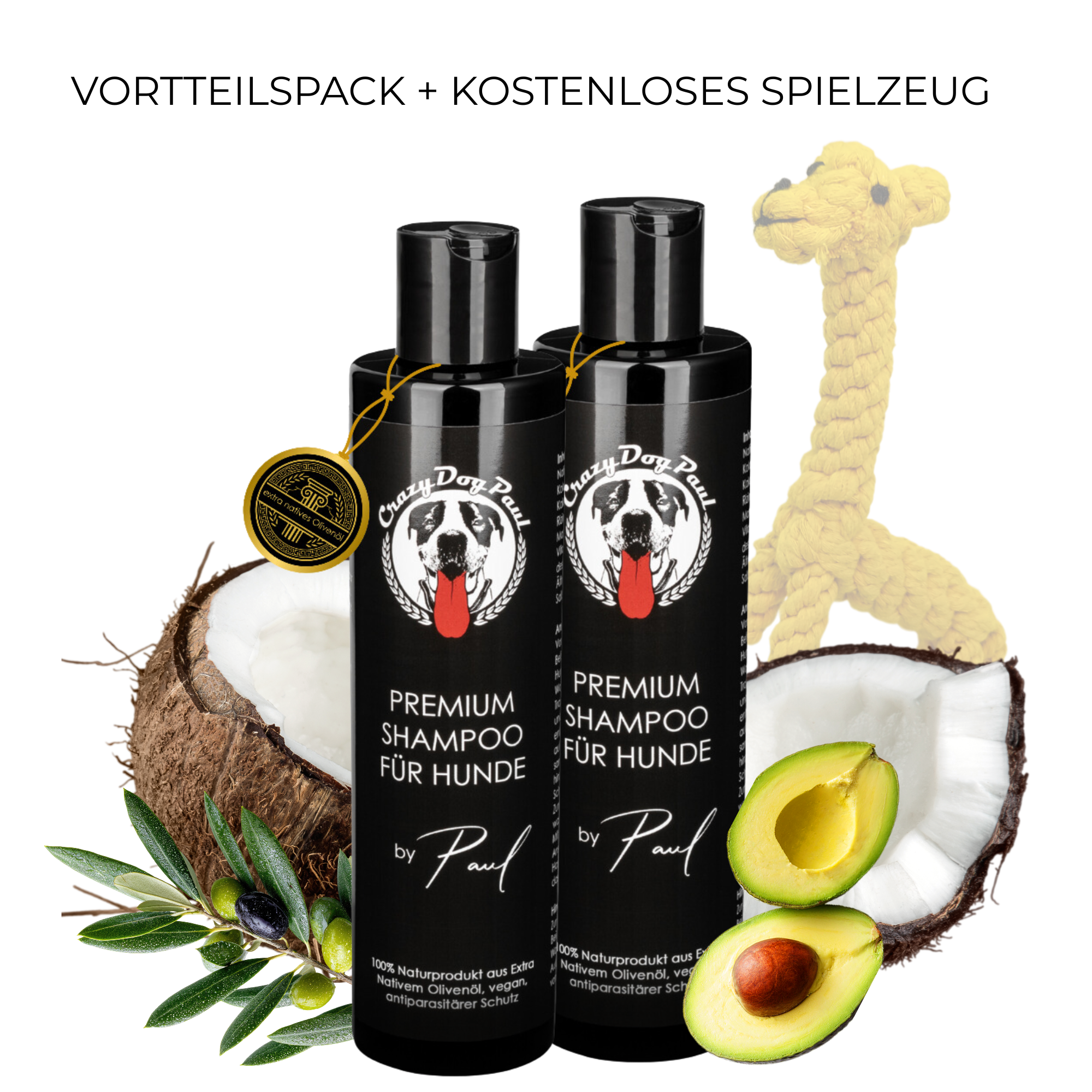 Sensitiv-Set: 2x Hundeshampoo gegen Juckreiz + Gratis Spielzeug