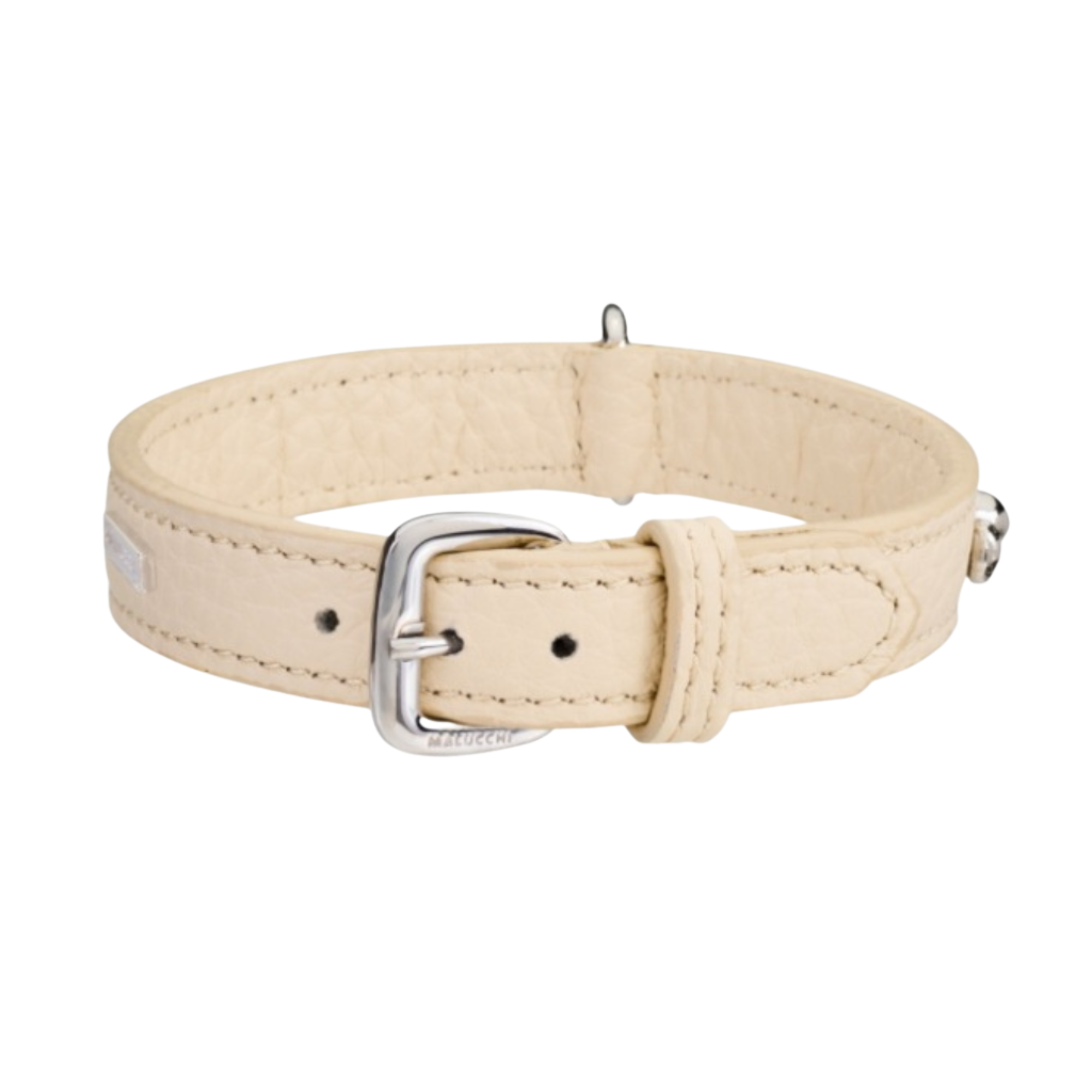 CrazyDogPaul Premium Hundehalsband BRIGHT für kleine Hunde, Breite 2 cm – Luxus-Bullenleder & Swarovski-Steine