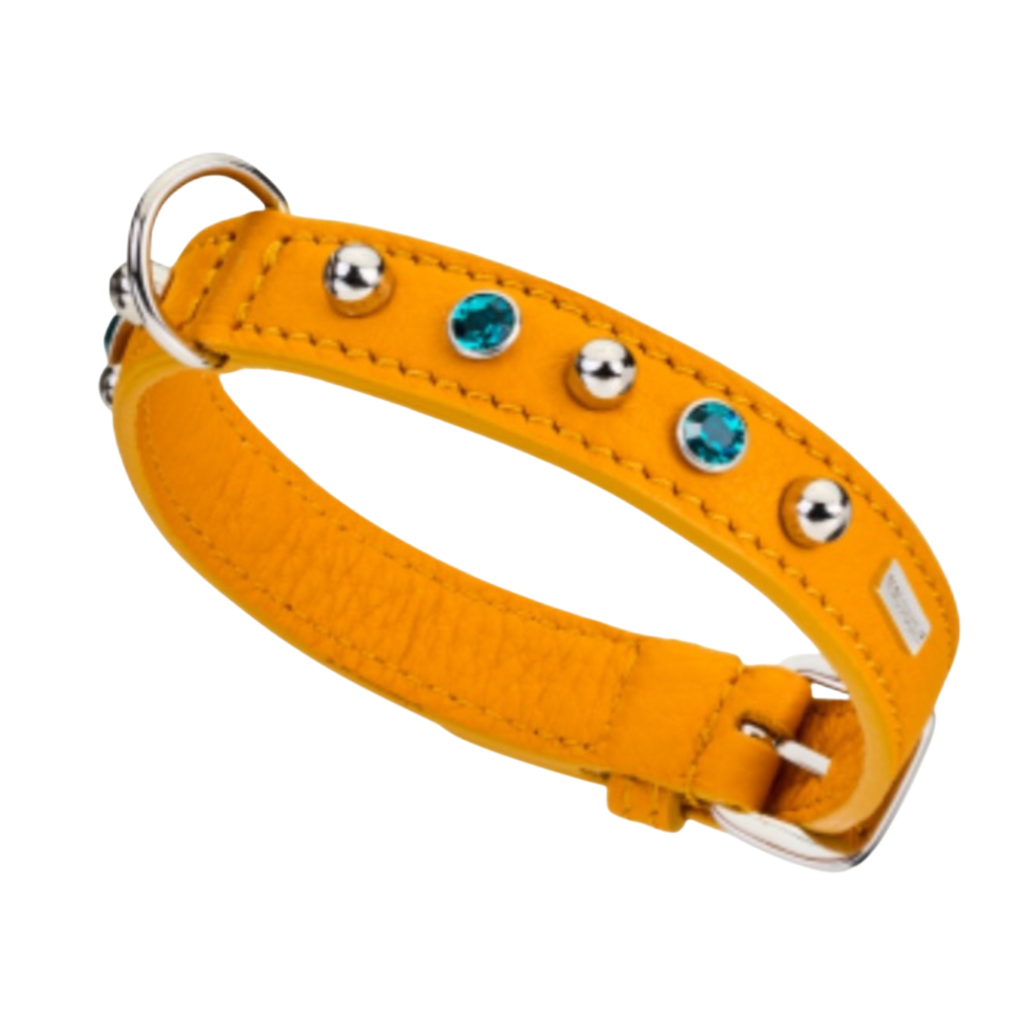 CrazyDogPaul Premium Hundehalsband BRIGHT für kleine Hunde, Breite 2 cm – Luxus-Bullenleder & Swarovski-Steine
