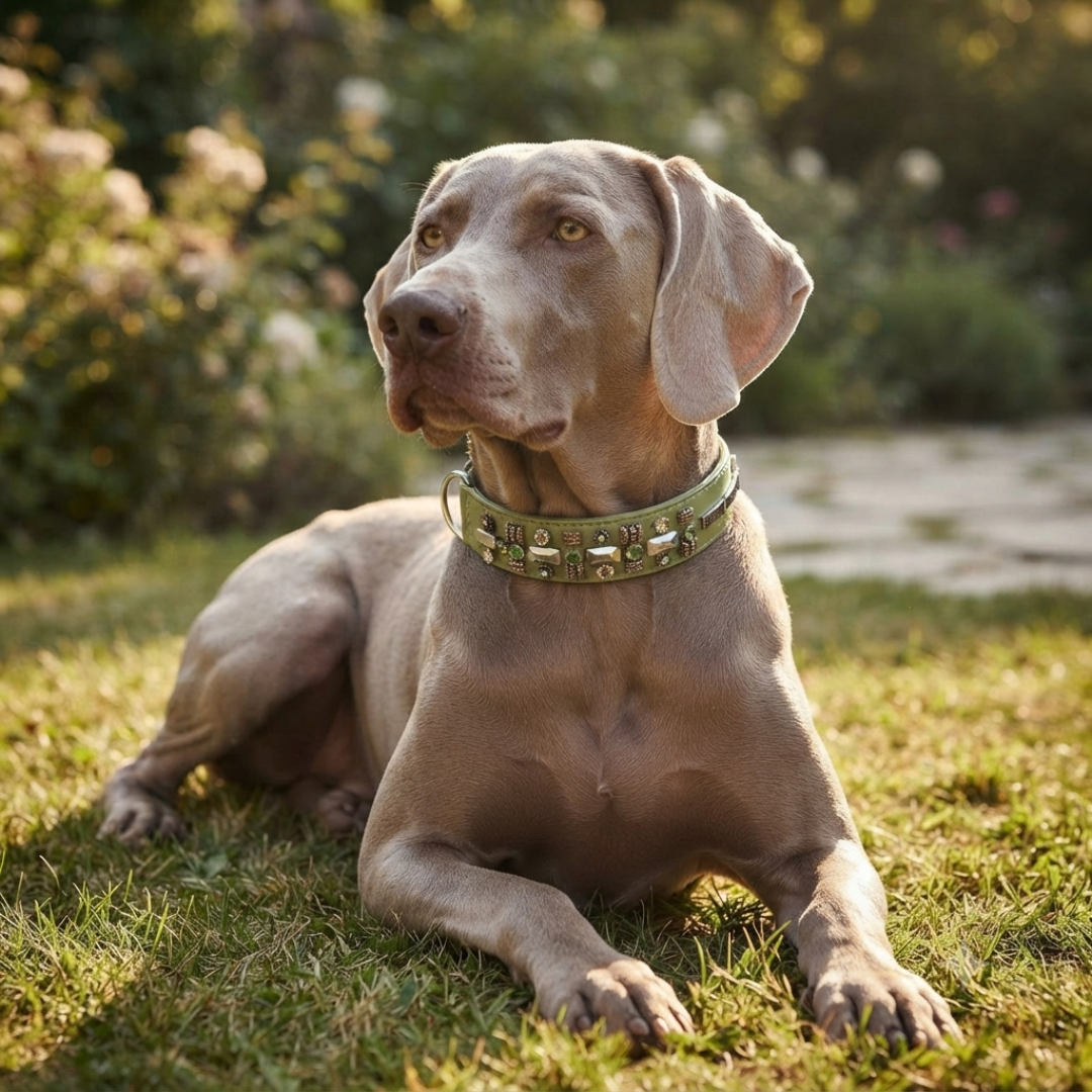 Malucchi Luxus Hundehalsband PETRA Mint-Grün NEU – Handgefertigtes Bullenleder & Swarovski | Oberliga für deinen Hund (Kopie)