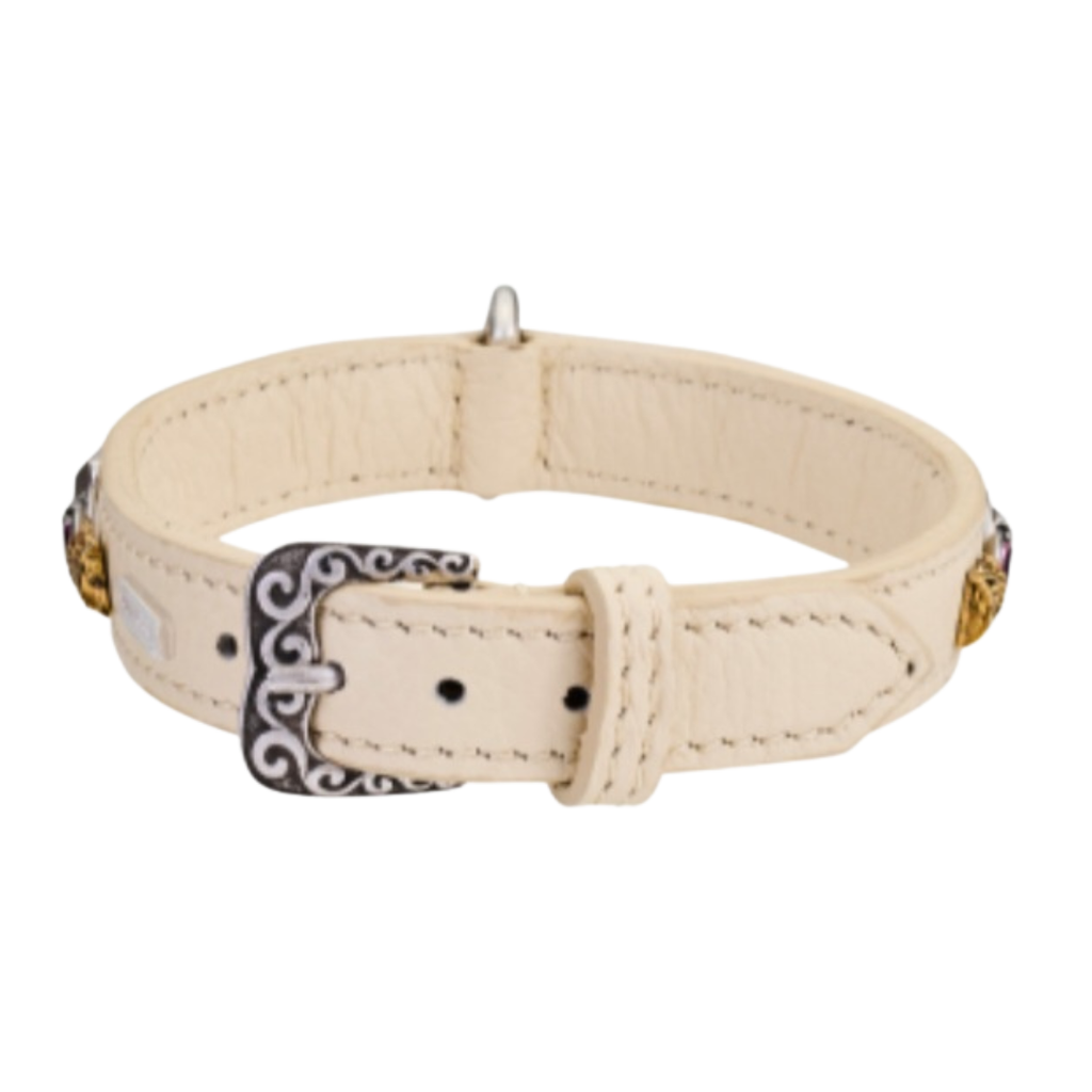 Malucchi Luxus Hundehalsband PETRA – Handgefertigtes Bullenleder & Swarovski | Oberliga für deinen Hund