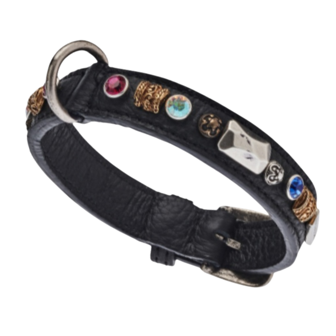Malucchi Luxus Hundehalsband PETRA – Handgefertigtes Bullenleder & Swarovski | Oberliga für deinen Hund