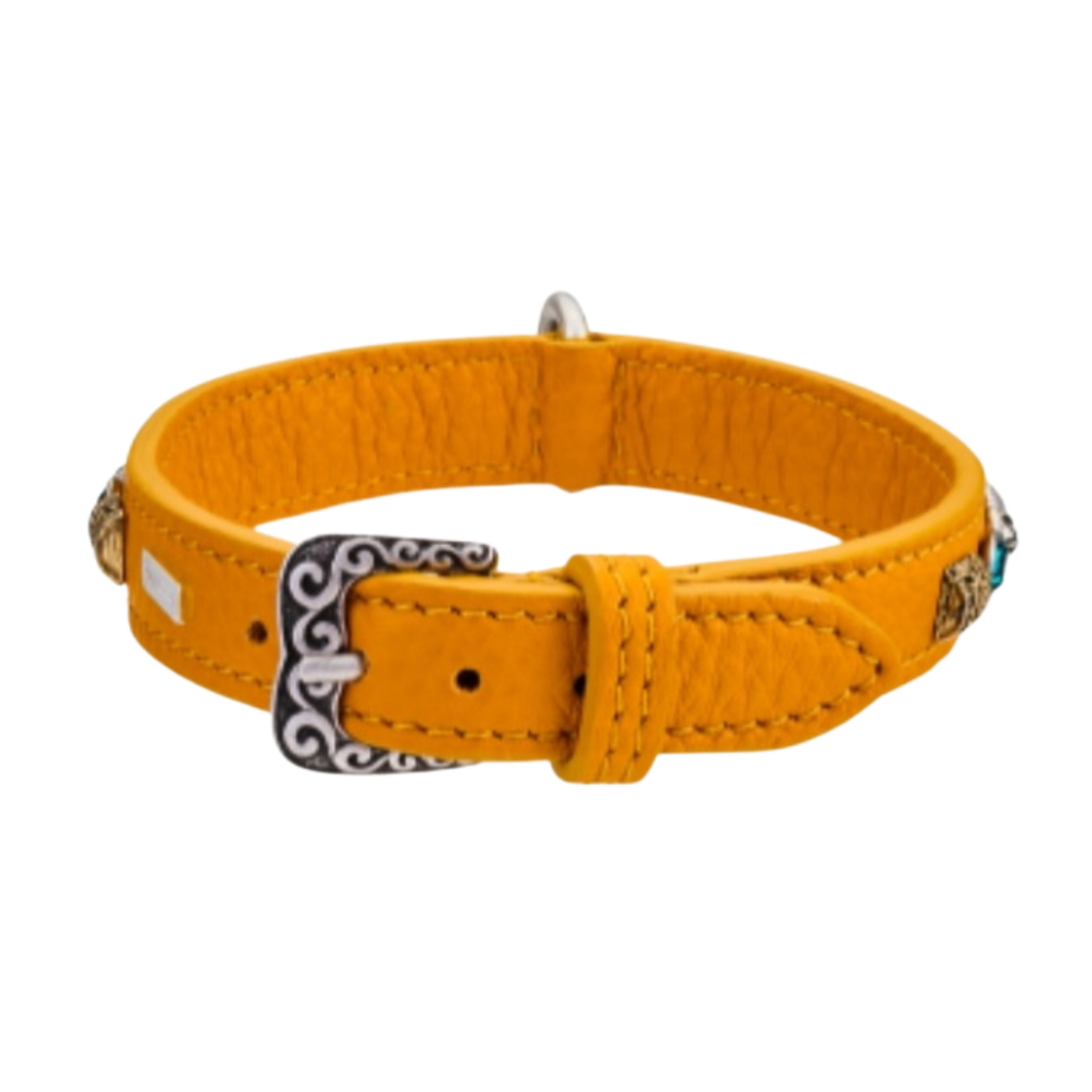 Malucchi Luxus Hundehalsband PETRA – Handgefertigtes Bullenleder & Swarovski | Oberliga für deinen Hund