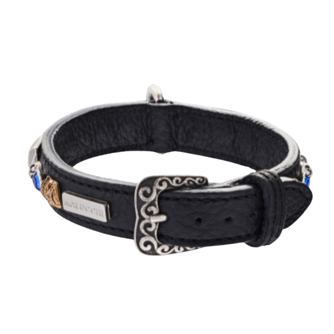 Malucchi Luxus Hundehalsband PETRA – Handgefertigtes Bullenleder & Swarovski | Oberliga für deinen Hund