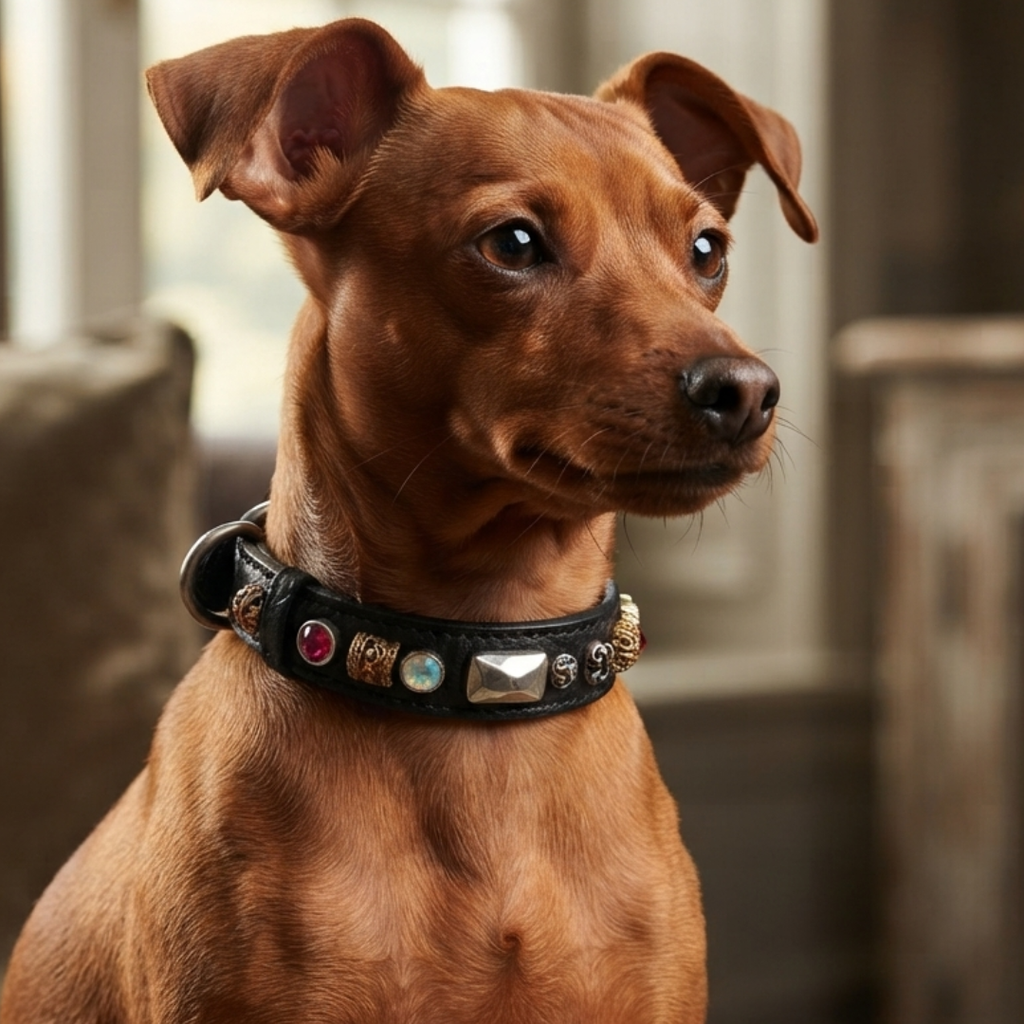 Malucchi Luxus Hundehalsband PETRA – Handgefertigtes Bullenleder & Swarovski | Oberliga für deinen Hund