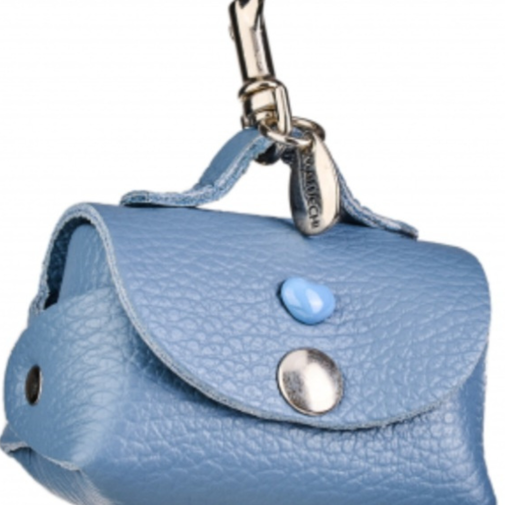 CrazyDogPaul Premium Leder-Kotbeutelspender Le Bebe BLAU - Hundeliebe pur