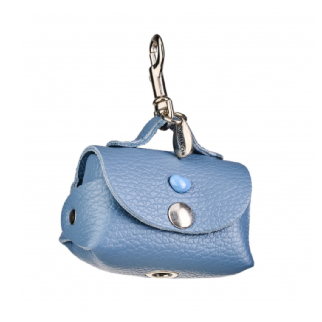 CrazyDogPaul Premium Leder-Kotbeutelspender Le Bebe BLAU - Hundeliebe pur