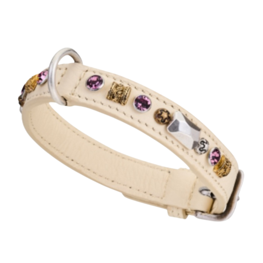 Malucchi Luxus Hundehalsband PETRA – Handgefertigtes Bullenleder & Swarovski | Oberliga für deinen Hund