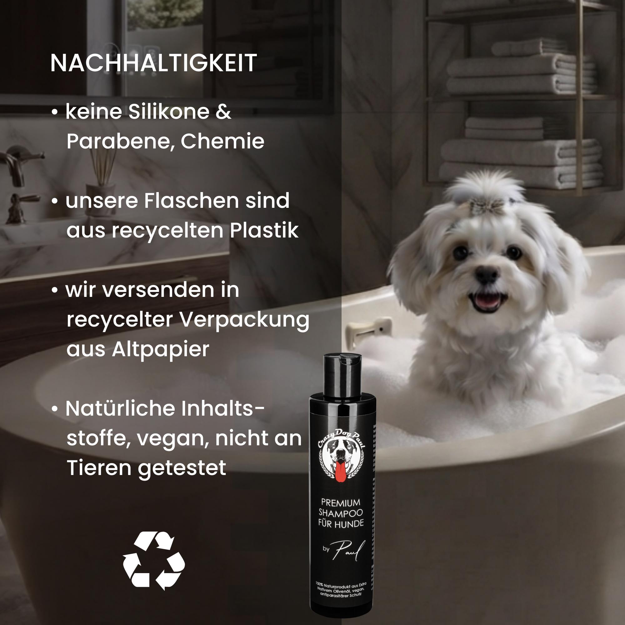 Sensitiv Hundeshampoo gegen Geruch und Juckreiz, Natürliche Fellpflege, ohne Chemie, vegan