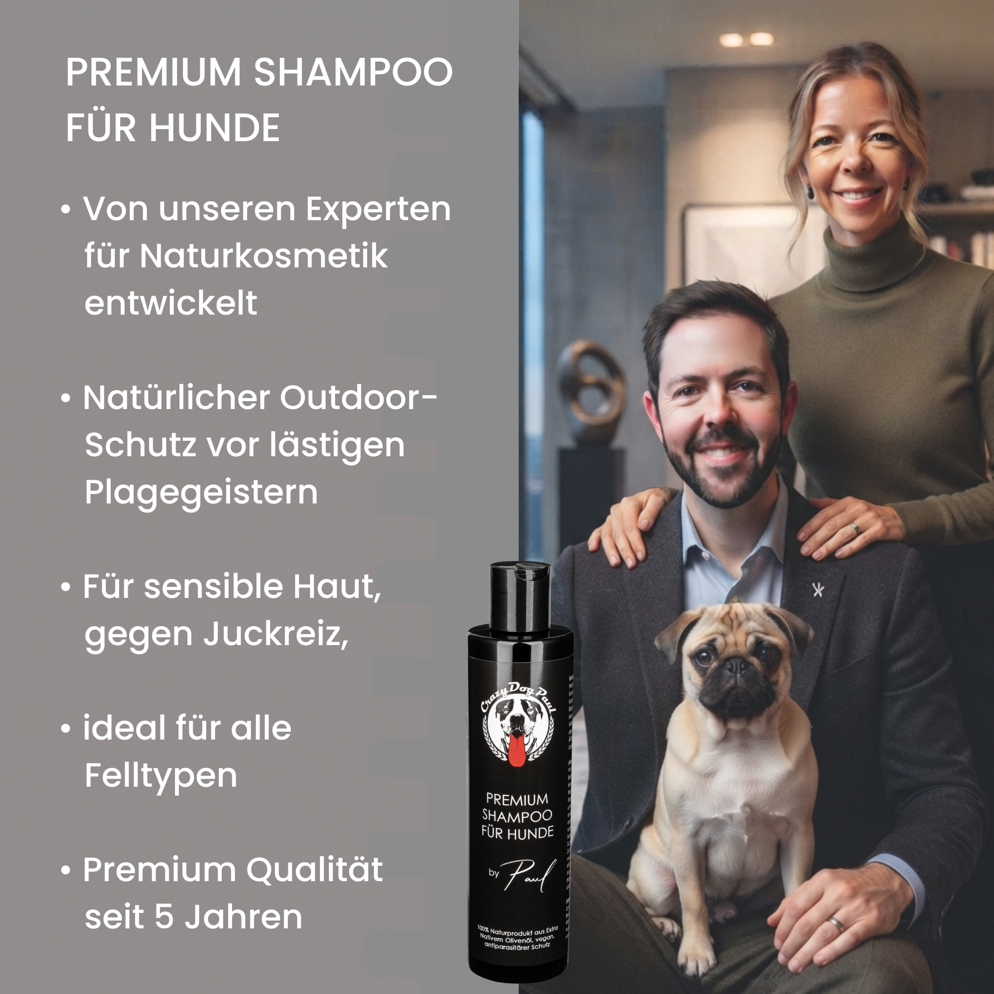 Sensitiv Hundeshampoo gegen Geruch und Juckreiz, Natürliche Fellpflege, ohne Chemie, vegan