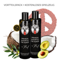 Langhaar-Fellpflege Set: 2x Shampoo + Gratis Zahnputz-Spielzeug