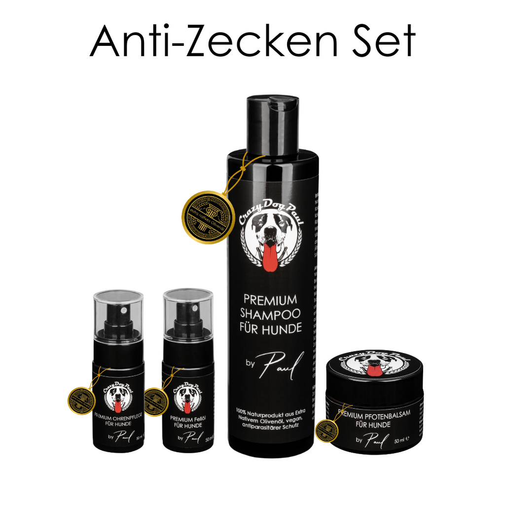CrazyDogPaul Premium Anti-Zecken Set – Natürliche Fell-, Ohren- & Pfotenpflege