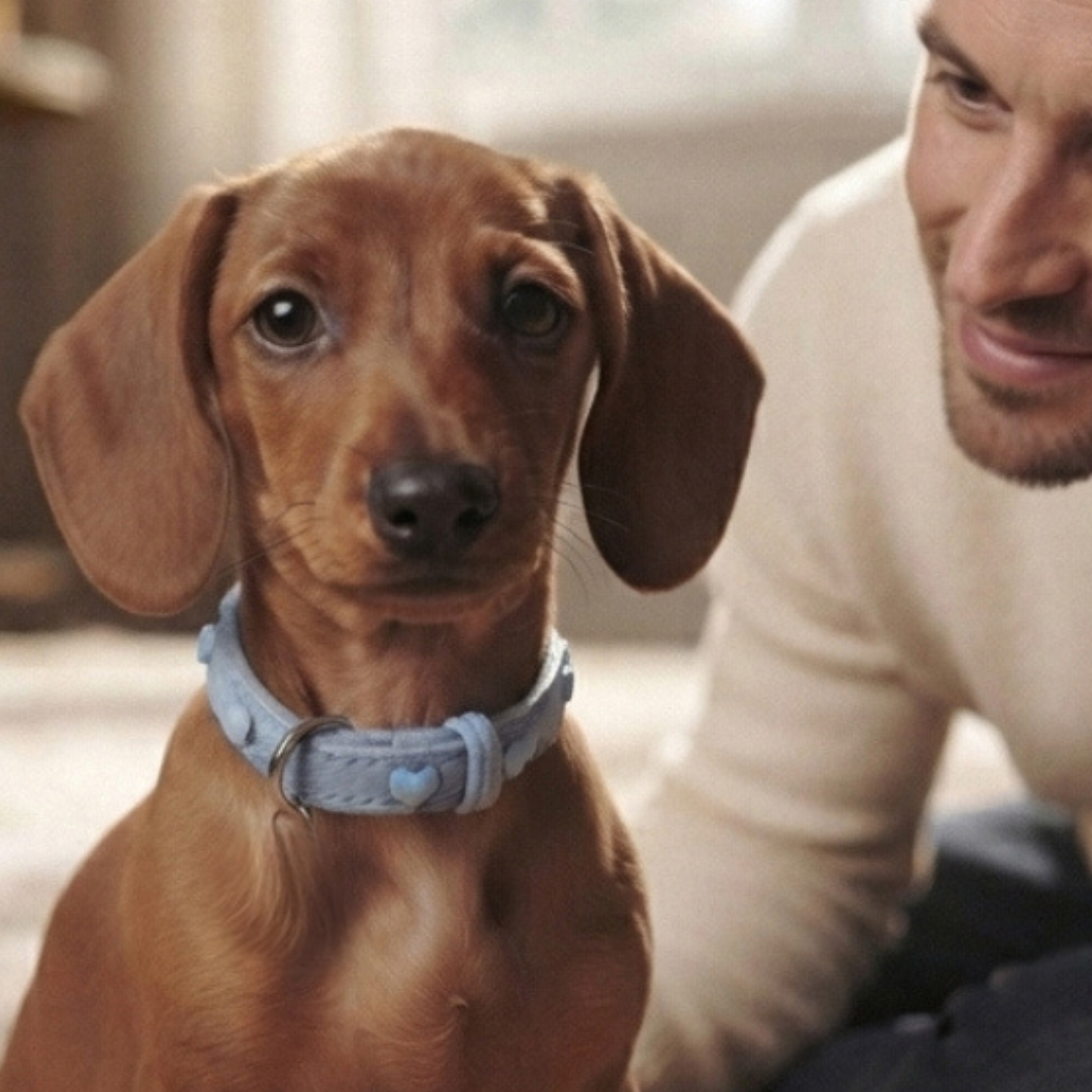 Malucchi Luxus Hundehalsband LE BEBÉ – Blau - Exklusives Lederhalsband für kleine Hunde