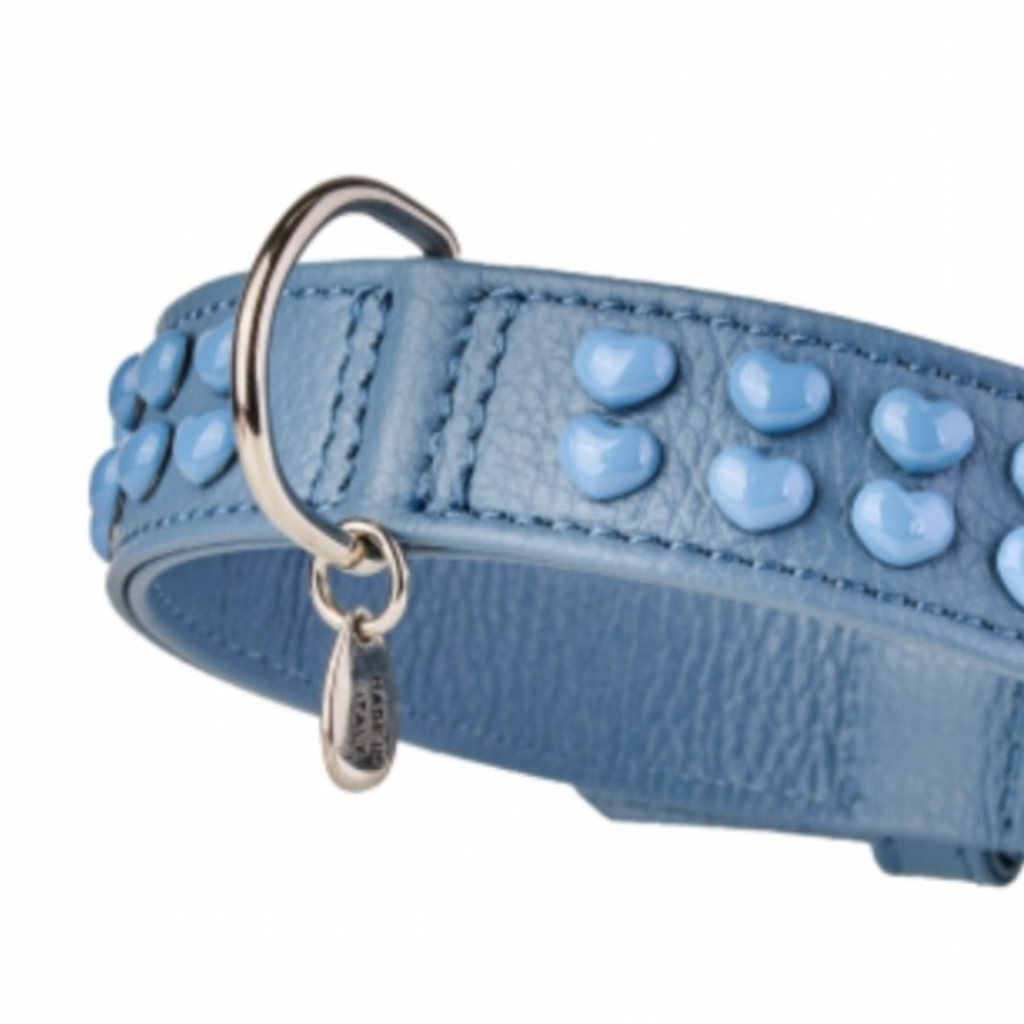 Malucchi Luxus Hundehalsband LE BEBÉ – Blau - Exklusives Lederhalsband für mittel- und große Hunde