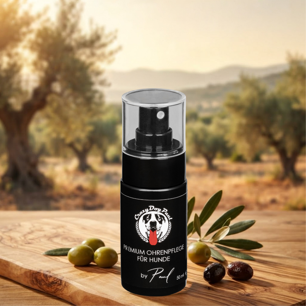 CrazyDogPaul Premium Ohrenpflege für Hunde gegen Juckreiz & Ohrmilben – Natürlicher Ohrenreiniger – 50ml