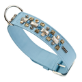 Malucchi Luxus Hundehalsband PETRA Soft-Blau NEU – Handgefertigtes Bullenleder & Swarovski | Oberliga für deinen Hund (Kopie)