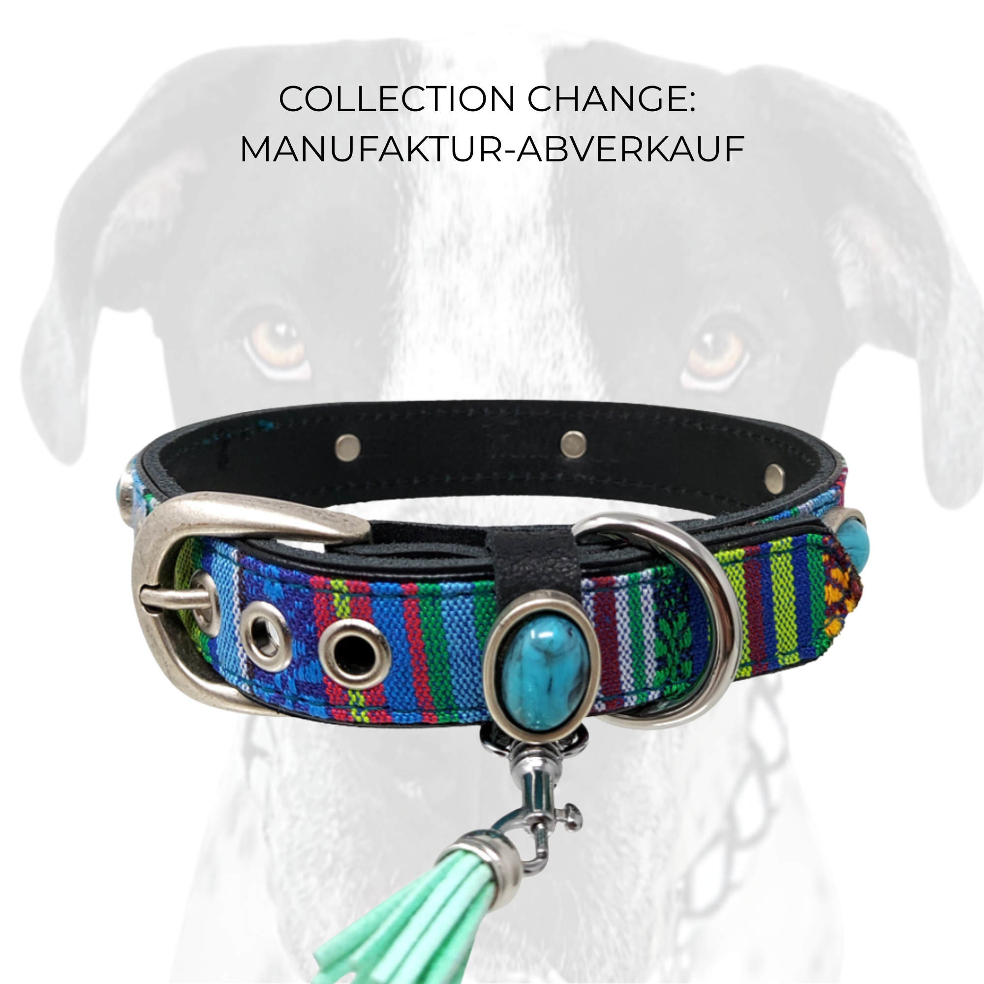 CrazyDogPaul Premium Hundehalsband PERU – Leder im Boho-Stil (2,5 cm)
