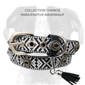 CrazyDogPaul Premium Hundehalsband MEXIKO – Echtes Leder mit edel gewebten Muster