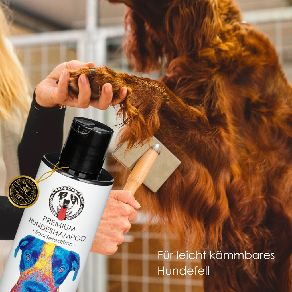 Nachhaltiges Premium Hundeshampoo crazydogpaul limitierte Edition gegen juckende Haut