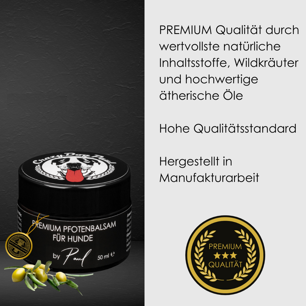 Was tue ich gegen raue Pfoten & Liegeschwielen? Die Haut braucht hier tiefe Fettzufuhr die rissige Ballen lindern, schnell einzieht und langanhaltend vor Streusalz, Hitze und rauem Asphalt schützt.. Mehr Infos findest du hier: