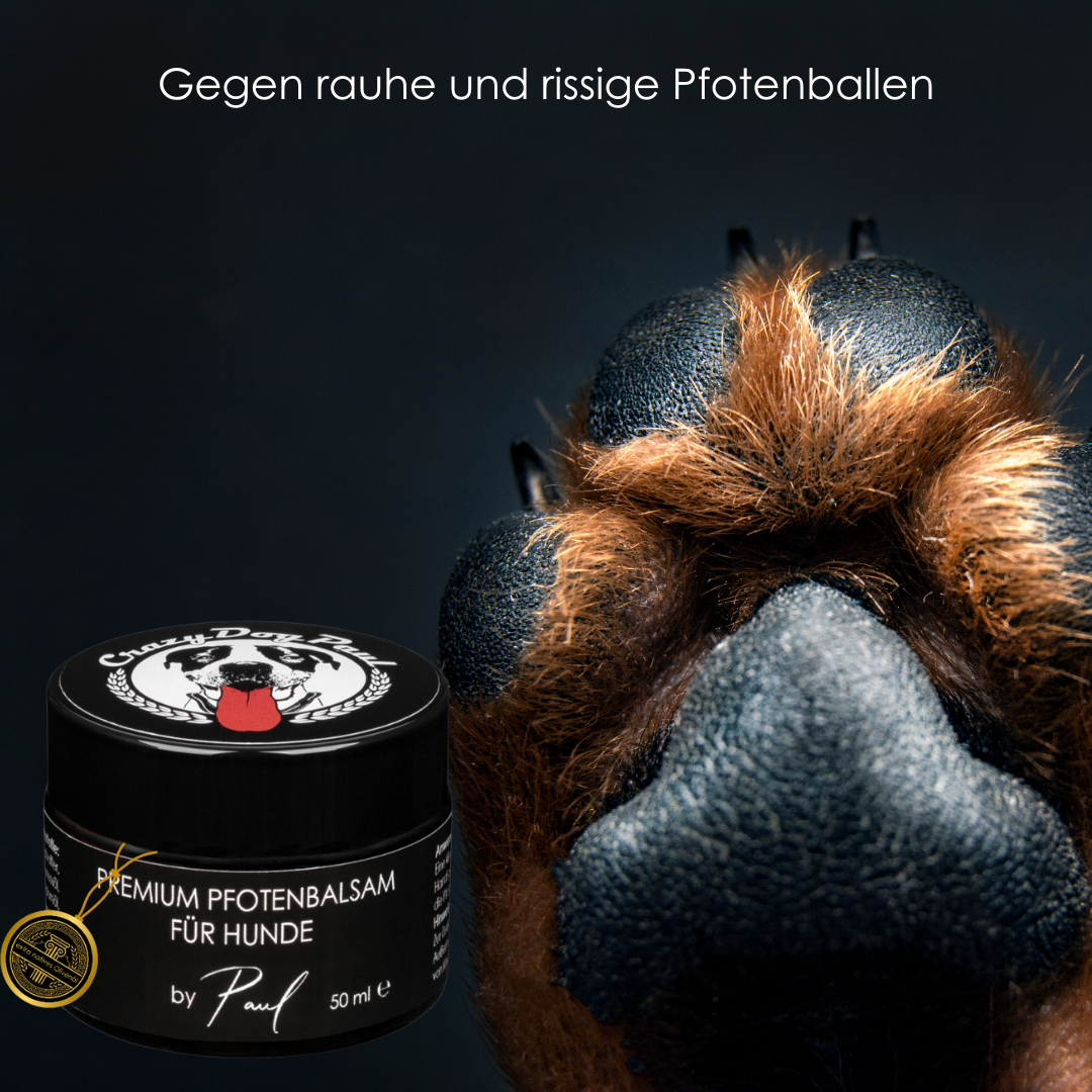 Was tue ich gegen raue Pfoten & Liegeschwielen? Die Haut braucht hier tiefe Fettzufuhr die rissige Ballen lindern, schnell einzieht und langanhaltend vor Streusalz, Hitze und rauem Asphalt schützt.. Mehr Infos findest du hier: