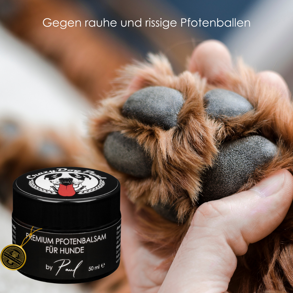Was tue ich gegen raue Pfoten & Liegeschwielen? Die Haut braucht hier tiefe Fettzufuhr die rissige Ballen lindern, schnell einzieht und langanhaltend vor Streusalz, Hitze und rauem Asphalt schützt.. Mehr Infos findest du hier: