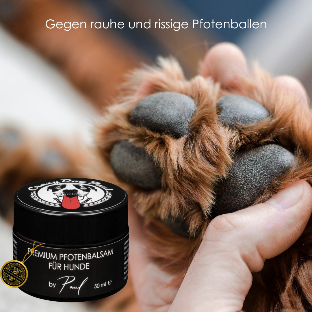 Was tue ich gegen raue Pfoten & Liegeschwielen? Die Haut braucht hier tiefe Fettzufuhr die rissige Ballen lindern, schnell einzieht und langanhaltend vor Streusalz, Hitze und rauem Asphalt schützt.. Mehr Infos findest du hier: