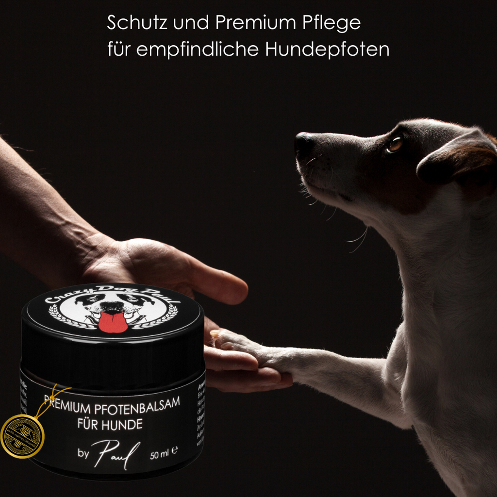 Was tue ich gegen raue Pfoten & Liegeschwielen? Die Haut braucht hier tiefe Fettzufuhr die rissige Ballen lindern, schnell einzieht und langanhaltend vor Streusalz, Hitze und rauem Asphalt schützt.. Mehr Infos findest du hier: