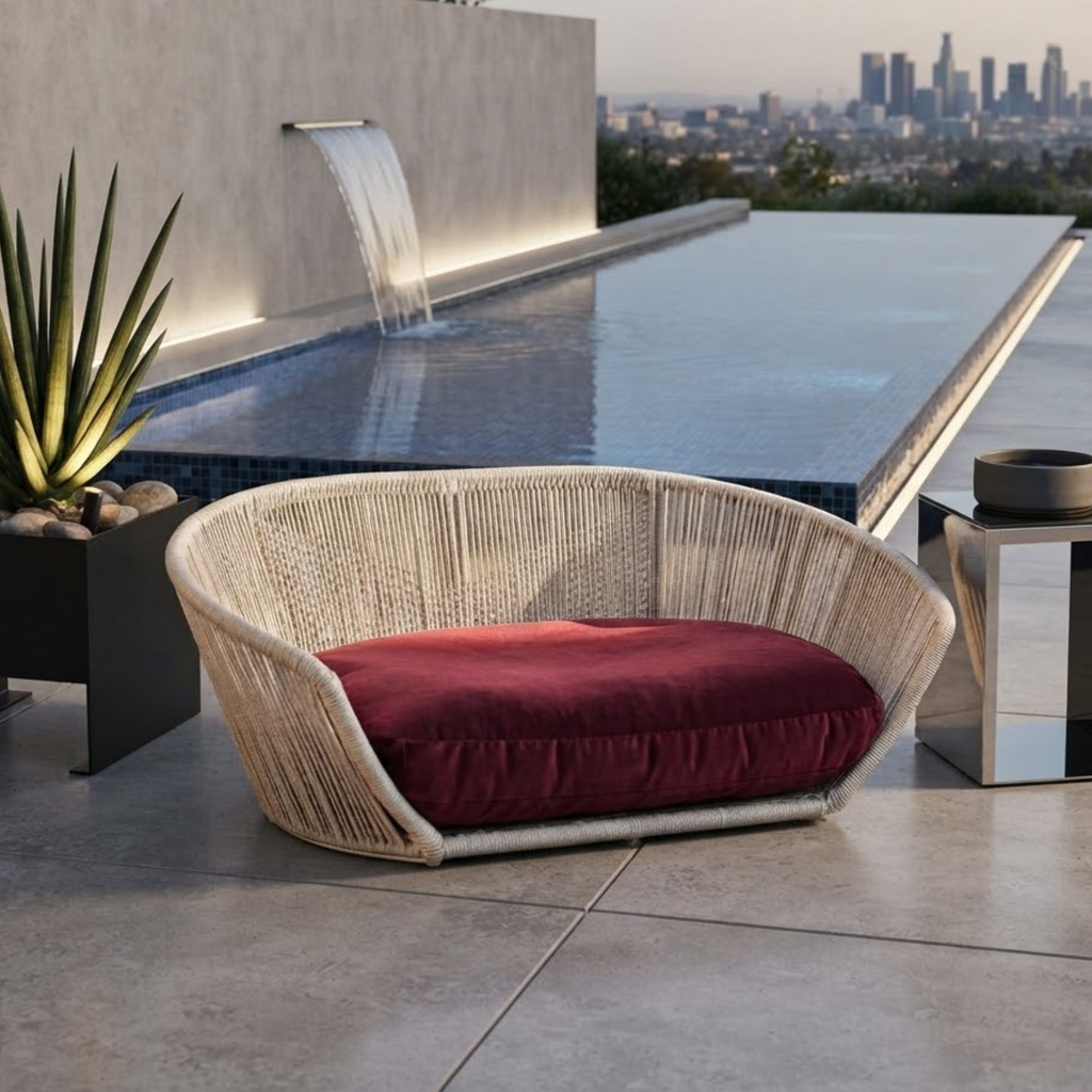 PRADO - Design-Hundebett SMOOTH in Bordeaux Rot