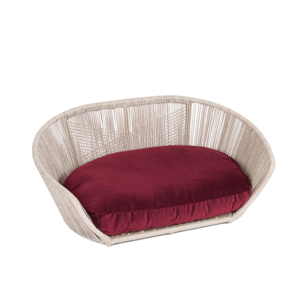PRADO - Design-Hundebett SMOOTH in Bordeaux Rot