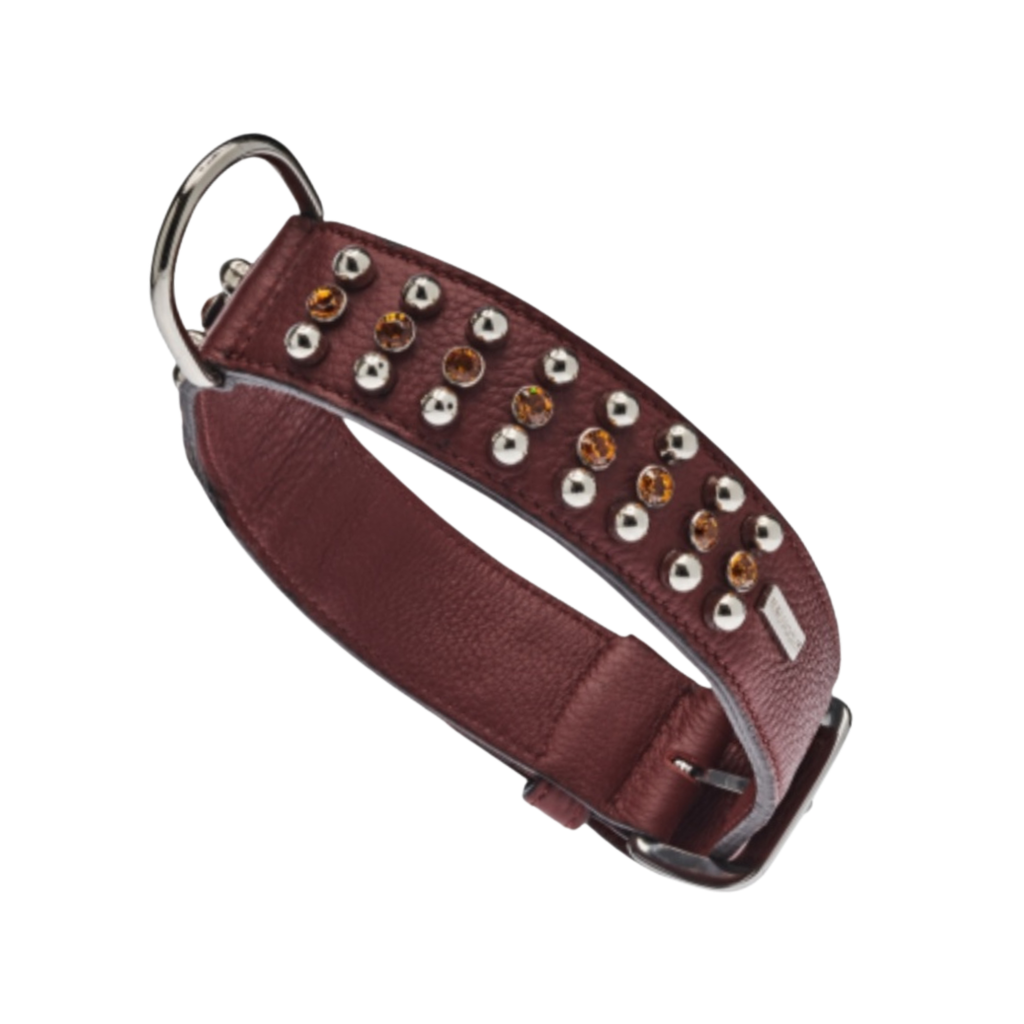 Malucchi Luxus Hundehalsband BRIGHT – 4 cm Statment. Schloß -out. Bright -on.