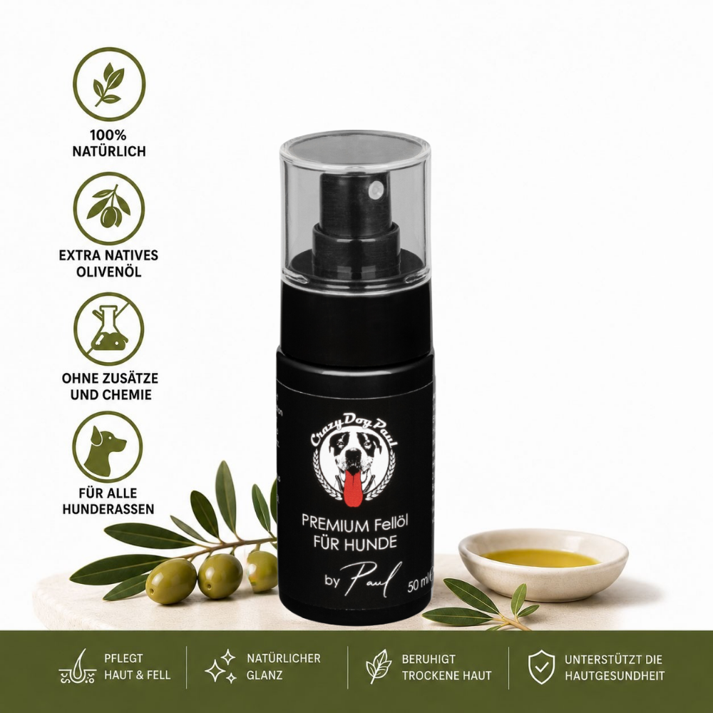 CrazyDogPaul Premium Hunde Fellpflege Spray gegen Zecken & Parasiten – Natürlicher Schutzschild – 50ml