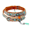 CrazyDogPaul Premium Hundehalsband ACAPULCO – Leder im Azteken-Stil (2,5 cm)