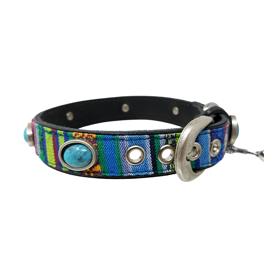 CrazyDogPaul Premium Hundehalsband PERU – Leder im Boho-Stil (2,5 cm)