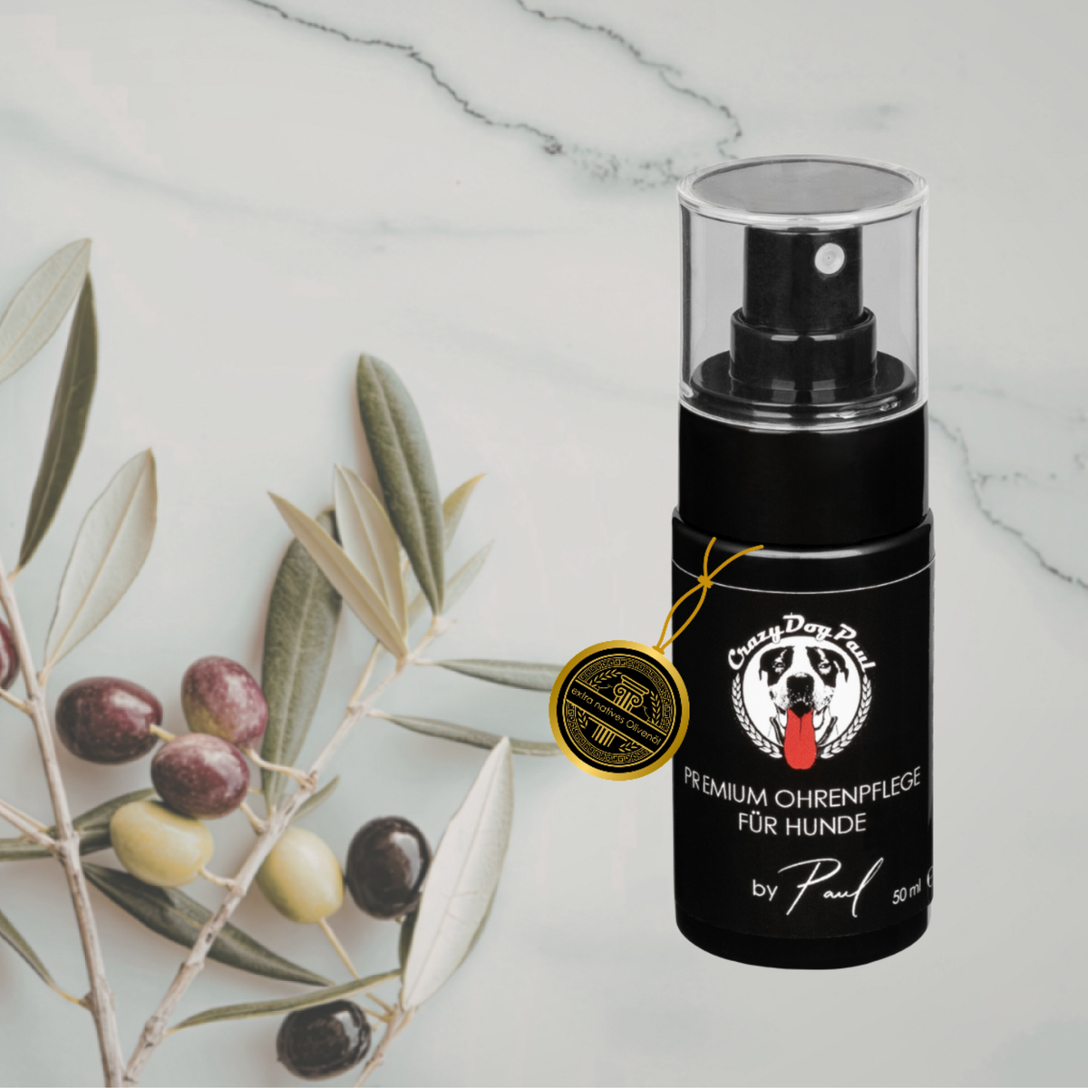 CrazyDogPaul Premium Ohrenpflege für Hunde gegen Juckreiz & Ohrmilben – Natürlicher Ohrenreiniger – 50ml
