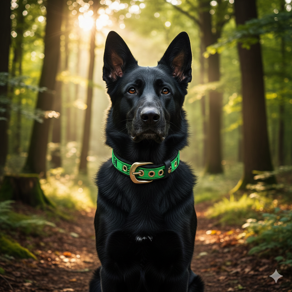 CrazyDogPaul Premium Hundehalsband TERNI – Echtes Leder mit Pfoten-Print (2,5 cm)