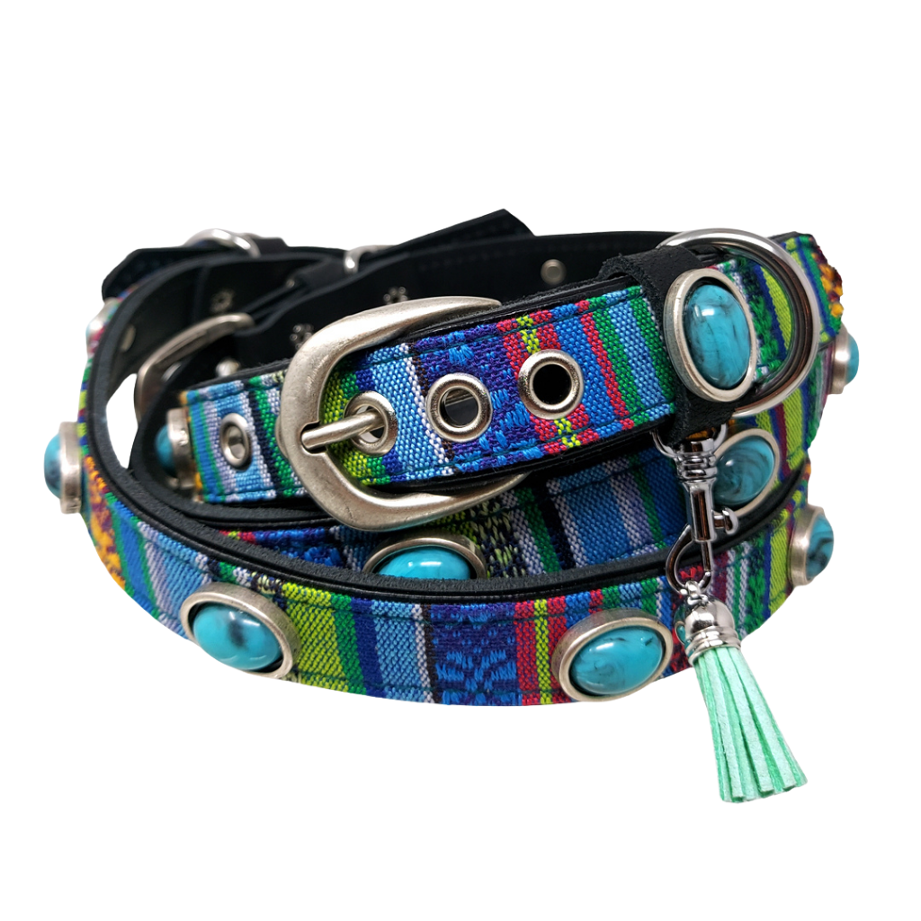 CrazyDogPaul Premium Hundehalsband PERU – Leder im Boho-Stil (2,5 cm)