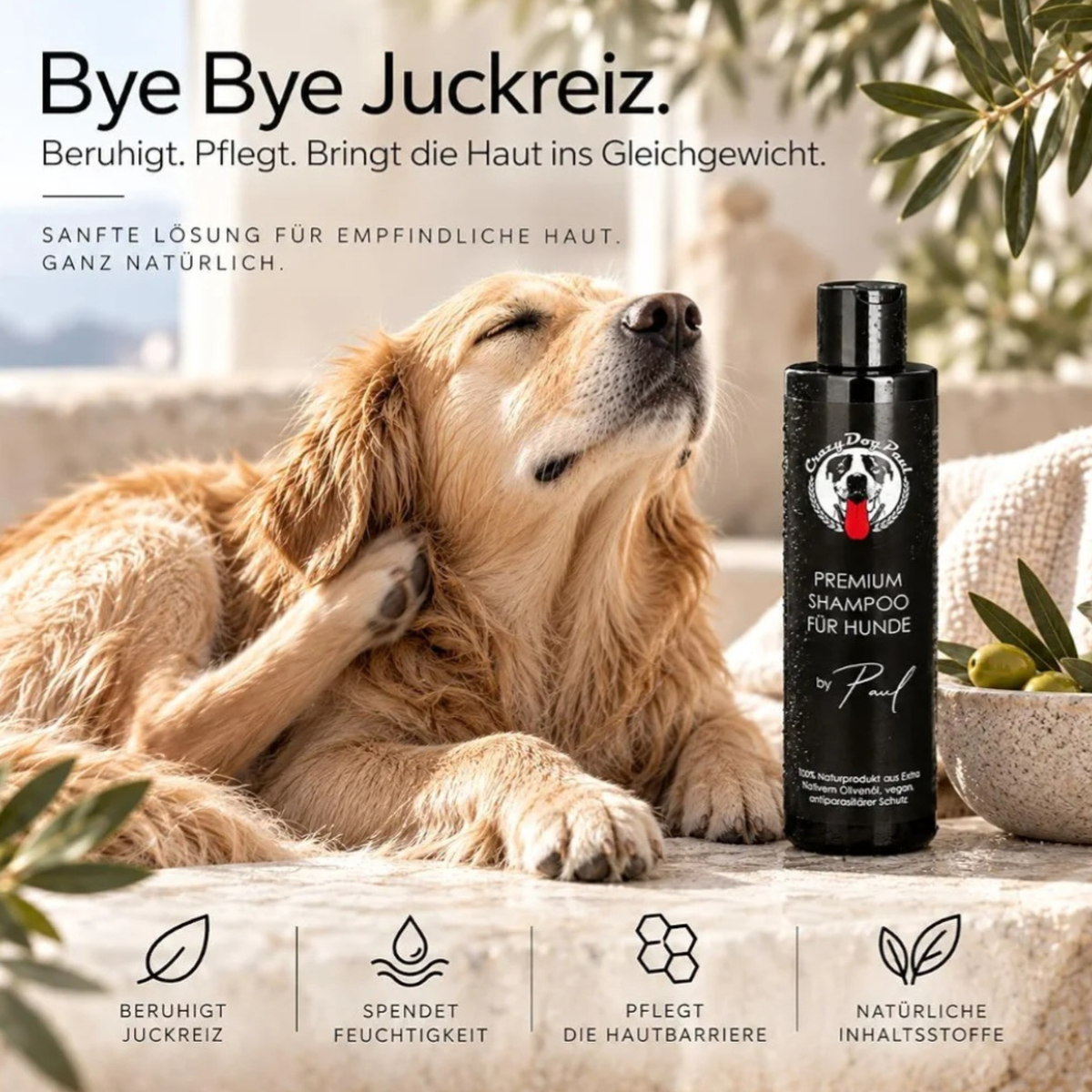 Sensitiv Hundeshampoo gegen Geruch und Juckreiz, Natürliche Fellpflege, ohne Chemie, vegan 250 ml