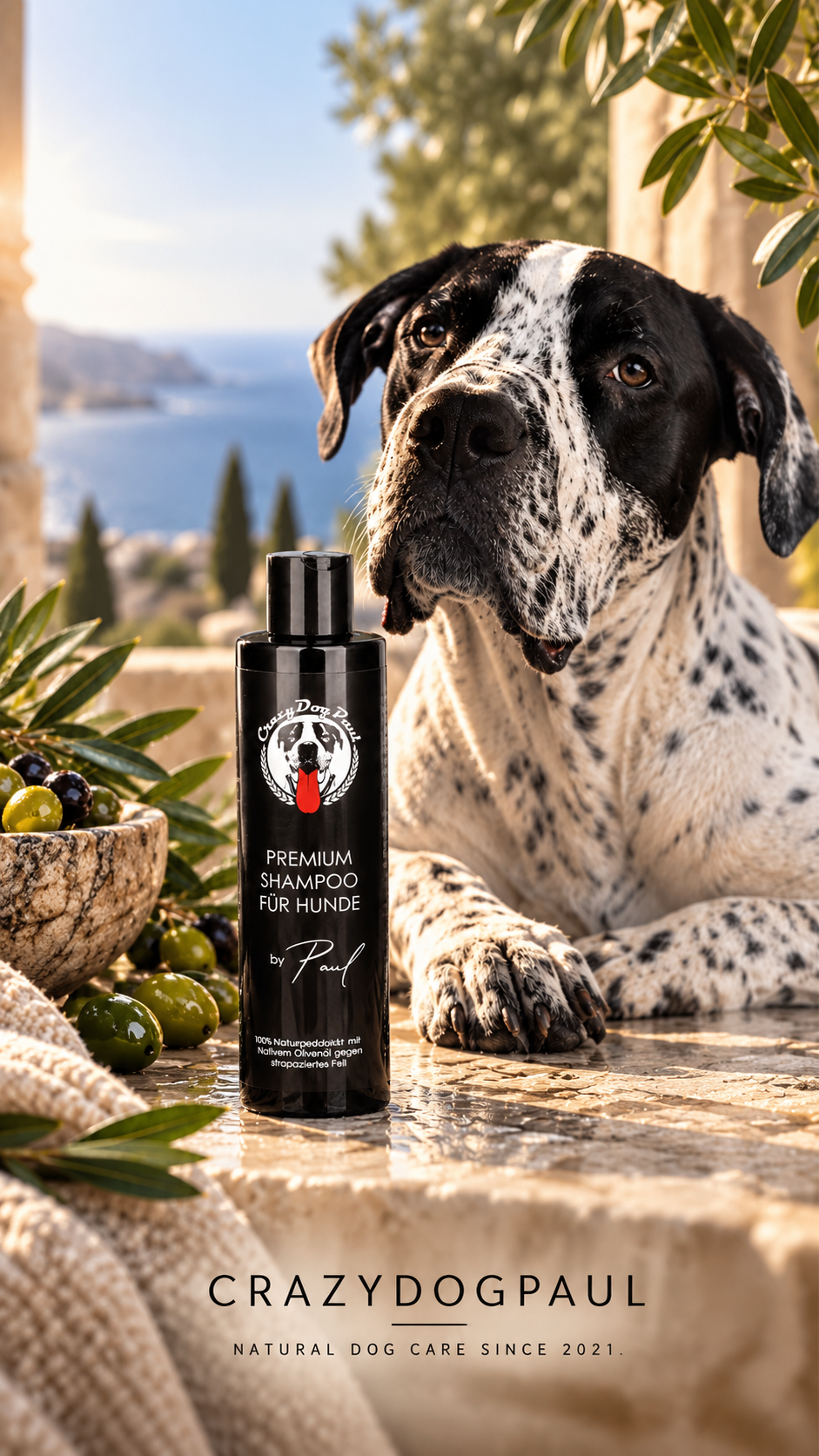 2in1 Hundeshampoo & Conditioner gegen Juckreiz, Zecken. Flöhe. Läusen. Milben. Für weiches gesundes glänzendes Fell. I Alle Produkte sind natürlich auf 100% Olivenöl-Basis