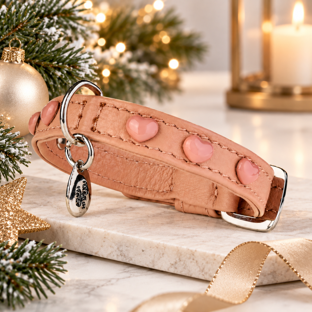 Malucchi Luxus Hundehalsband LE BEBÉ – Rosa - Exklusives Lederhalsband für kleine Hunde