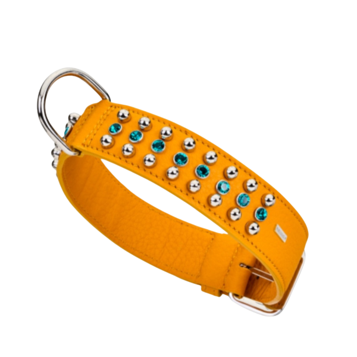 CrazyDogPaul Premium κολάρο σκύλου BRIGHT για μικρούς σκύλους, πλάτους 2 cm – πολυτελές δέρμα μοσχαριού & πέτρες Swarovski