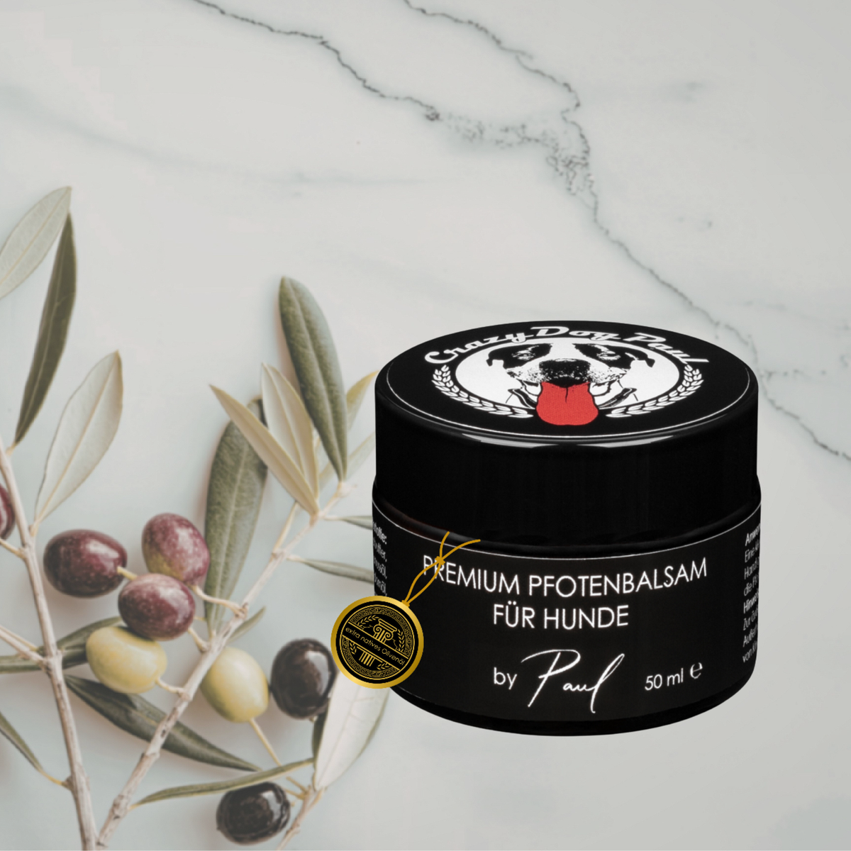 CrazyDogPaul Premium Pfotenbalsam für Hunde gegen Grasmilben & Risse – Natürlicher Pfotenschutz 50ml