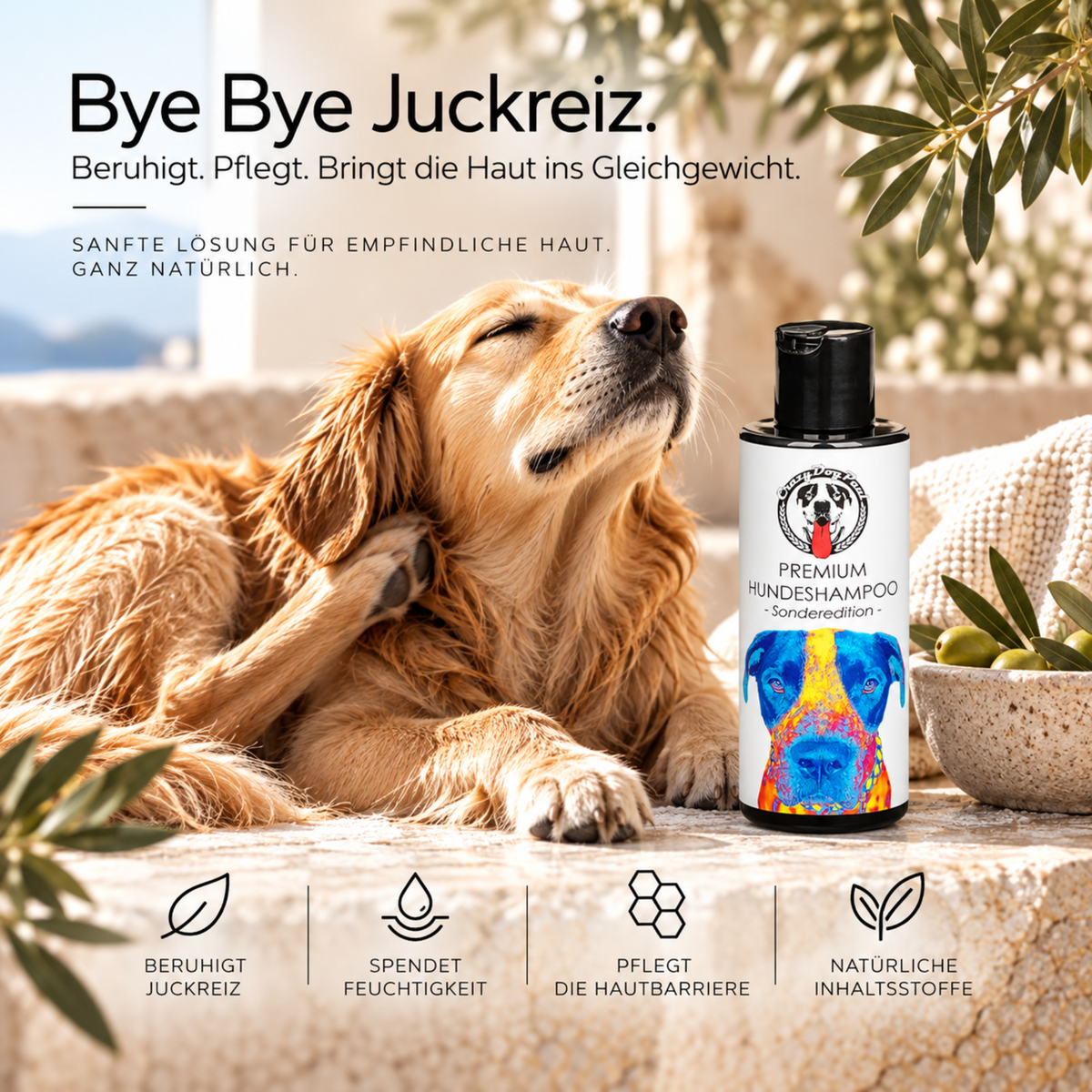 Sensitiv Hundeshampoo Sonderedition gegen Juckreiz, gegen Zecken, Flöhe, Läuse, MIlben ,natürliche Fellpflege 150 ml