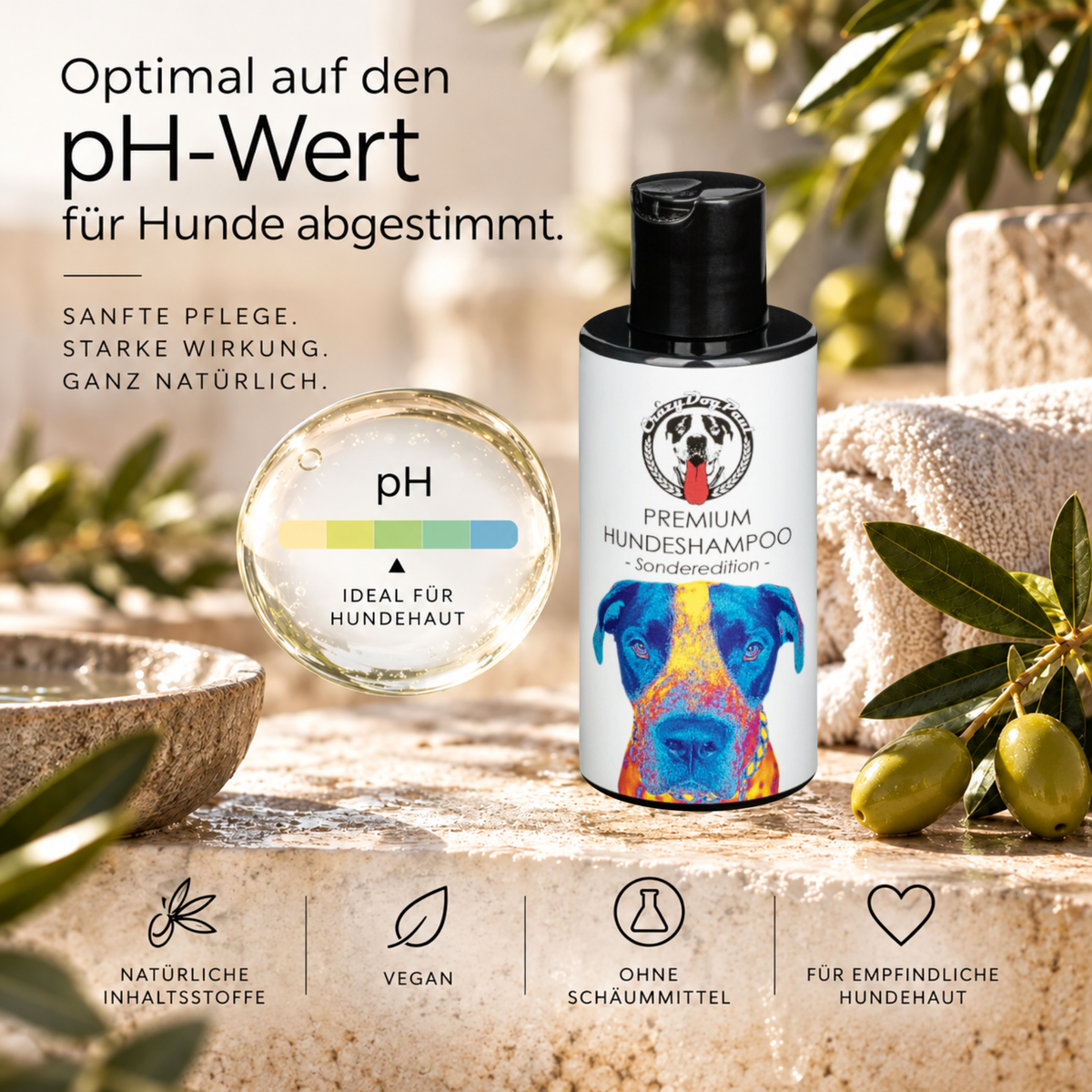 Sensitiv Hundeshampoo Sonderedition gegen Juckreiz, gegen Zecken, Flöhe, Läuse, MIlben ,natürliche Fellpflege 150 ml