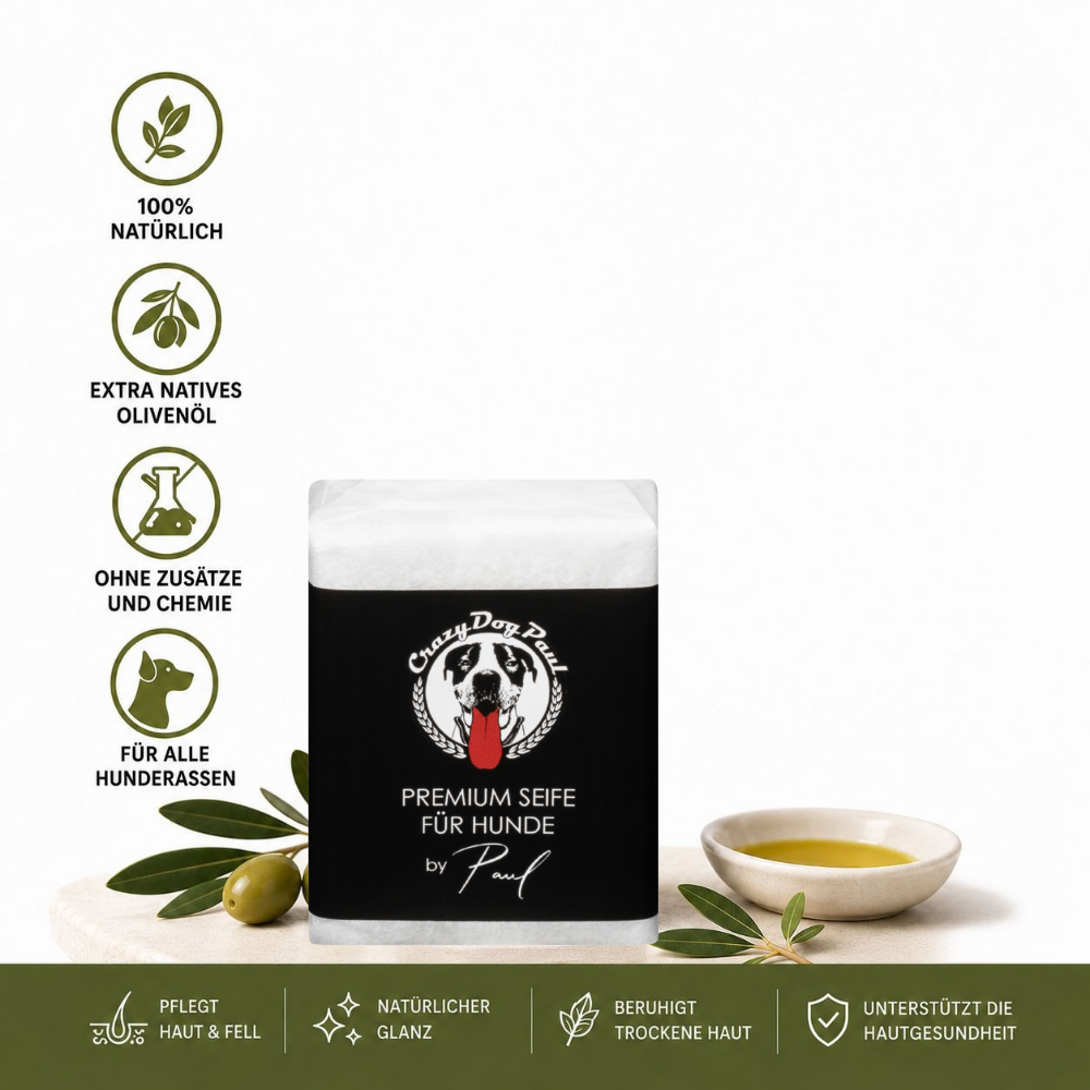 Crazydogpaul Premium Hundeseife gegen Juckreiz & Zecken – 100% Natürlich (100g)